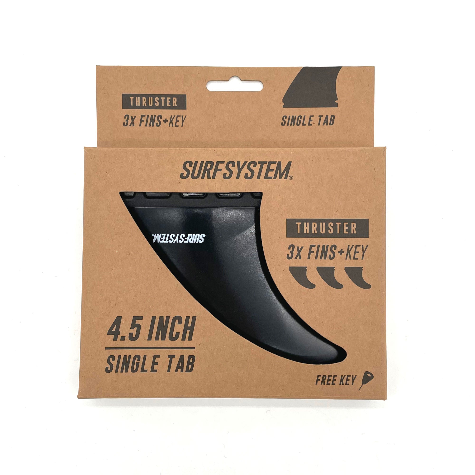 SURF SYSTEM - Set de 3 dérives avec clé - Thruster - Futures Compatible - Black
