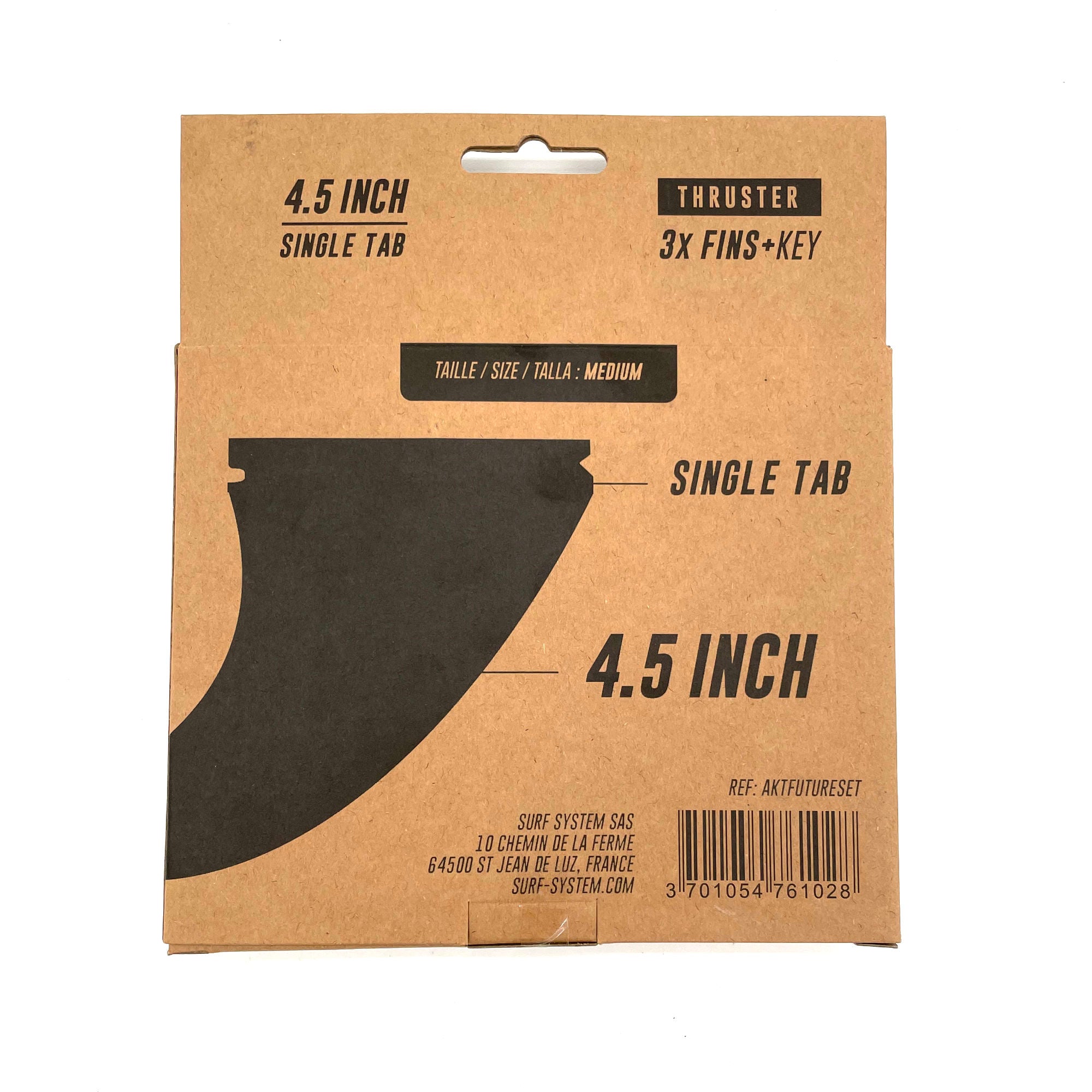 SURF SYSTEM - Set of 3 fins with Key - Thruster - Futures Compatible - Black