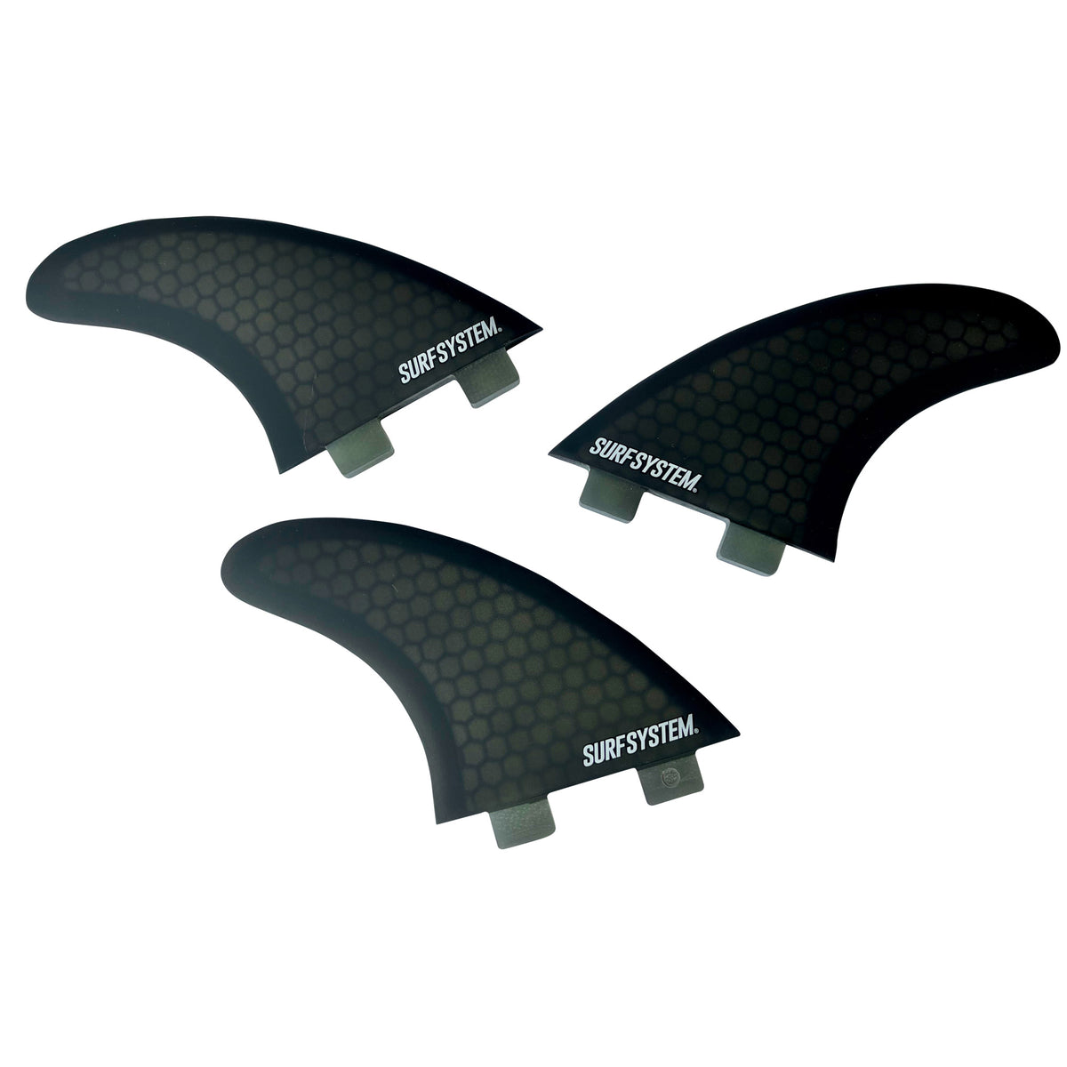 SURF SYSTEM - 3 fins Fiberglass Honeycomb compatibles FCS - Taille L - Smoke