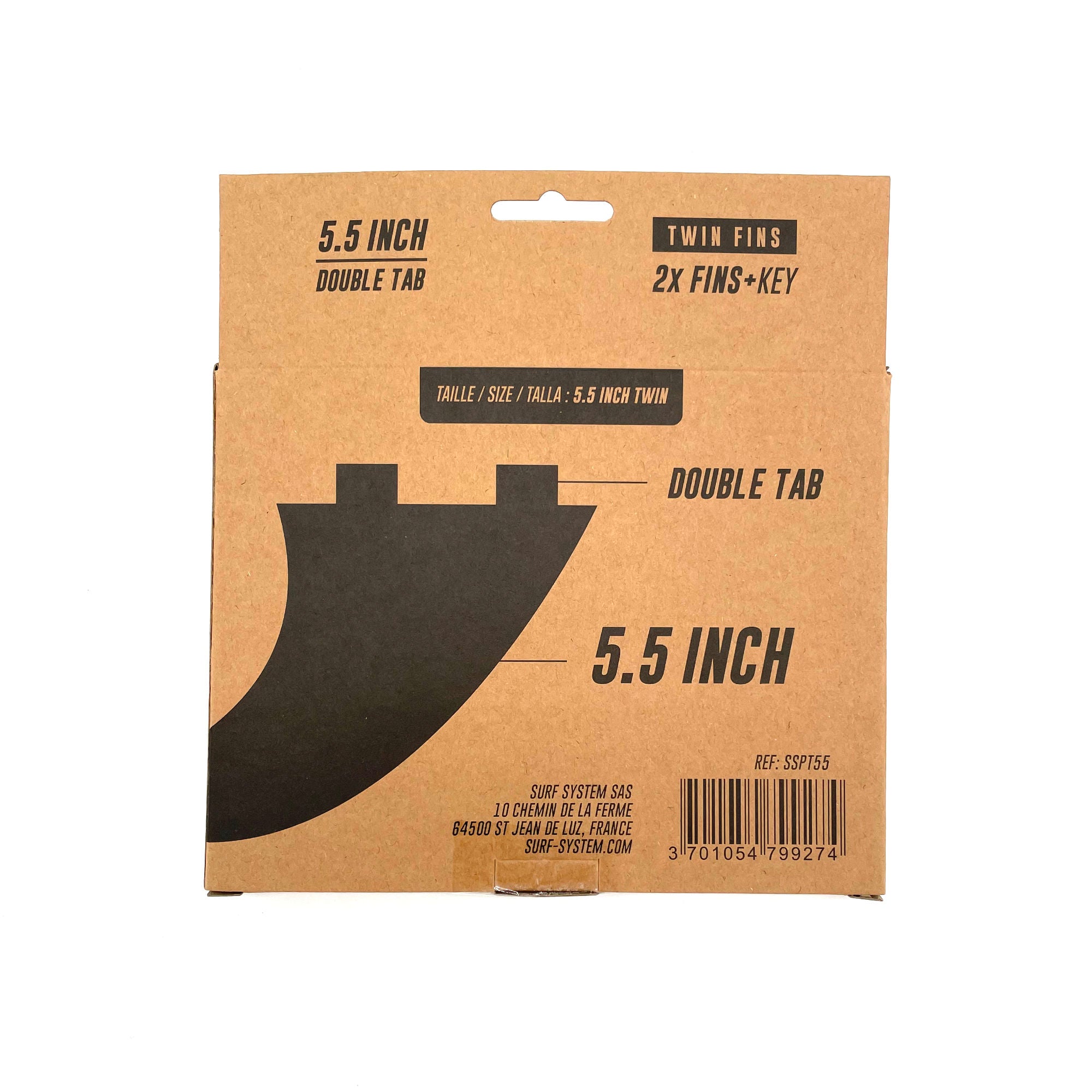 SURF SYSTEM - Set of 2 fins with Key - Twin - FCS Compatible - Black