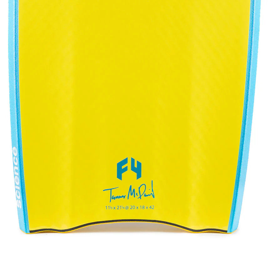 Science Bodyboard - Tanner LTD PP 1.9 Tri Quad F4 - Aqua Blue / Yellow