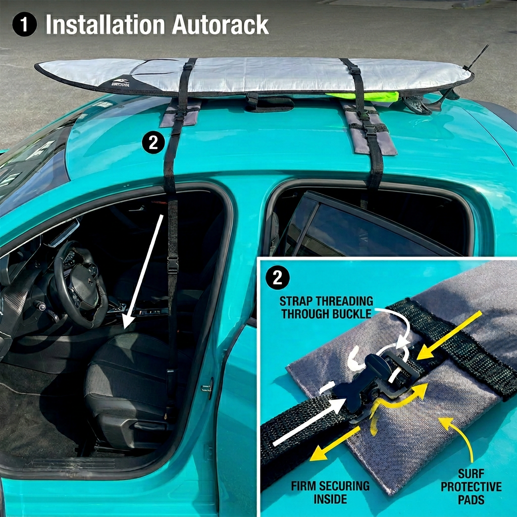 SURF SYSTEM Auto Racks Large - Portaequipajes de espuma (Surf, SUP, Longboard, Kayak)