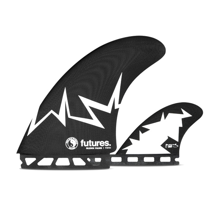 FUTURES - T&C Glenn Pang Twin Fins + Trailer Fin - Black & White