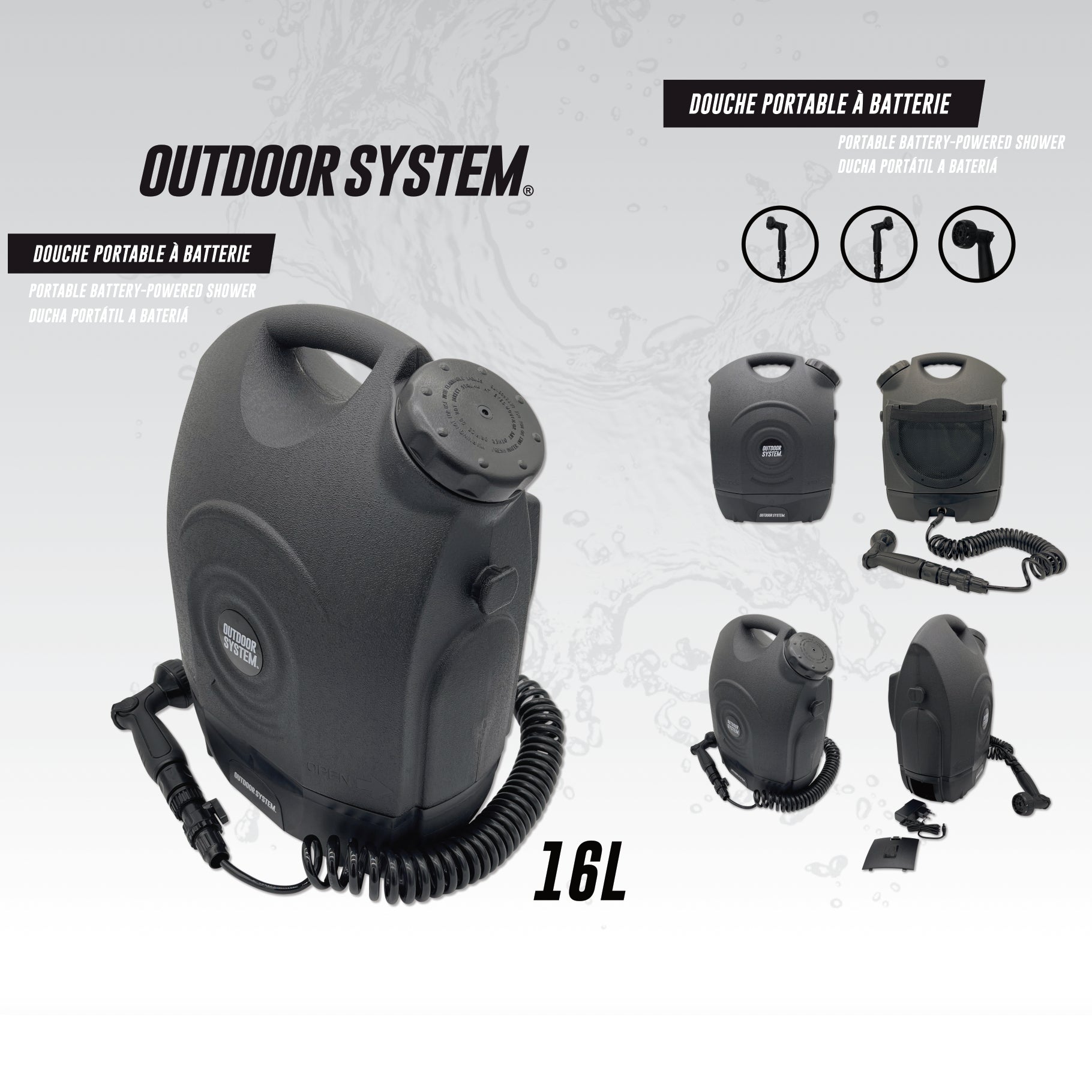 Outdoor System - Douche Portable avec Batterie 16L
