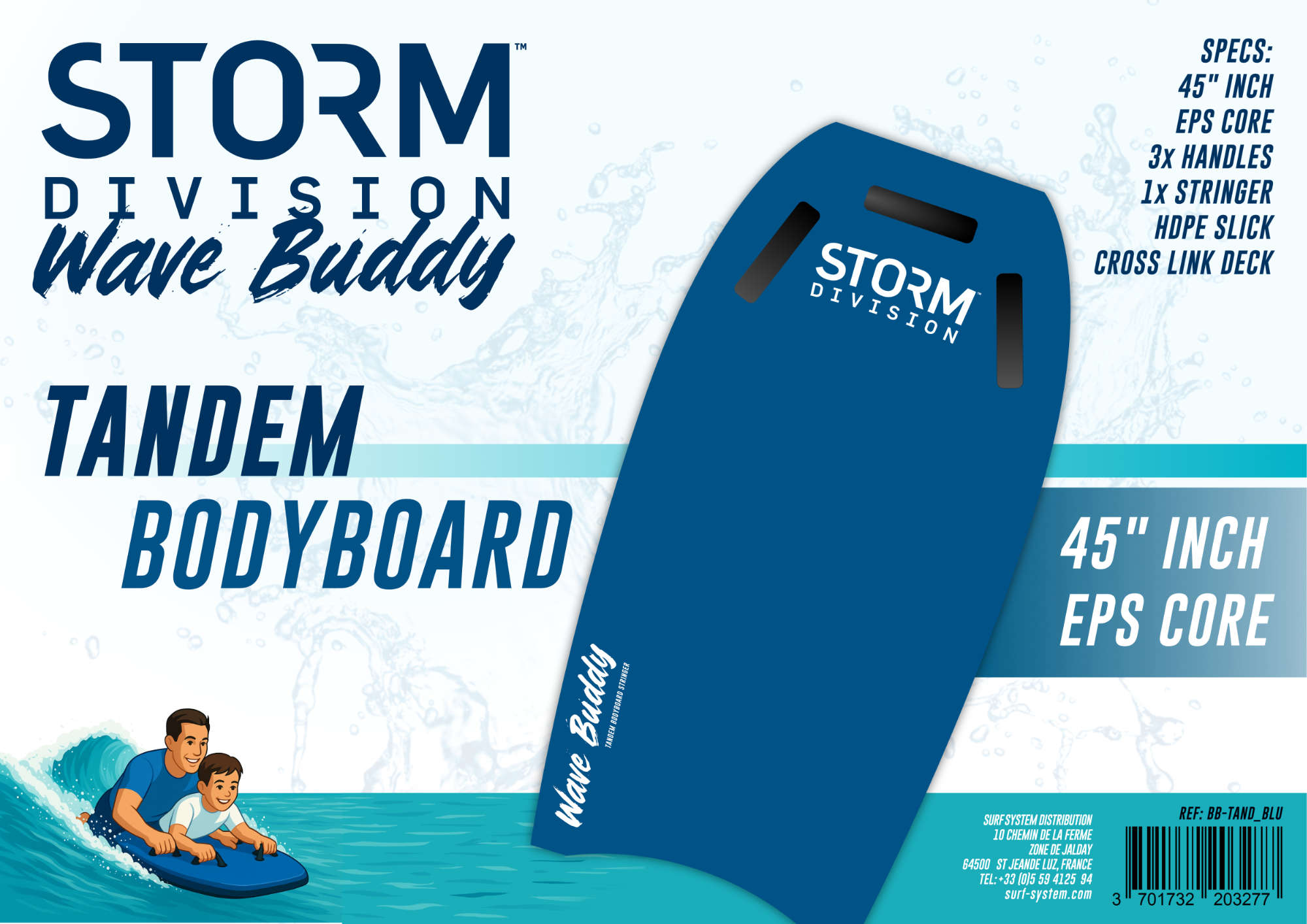 STORM - Bodyboard Tandem Wave Buddy - Blue