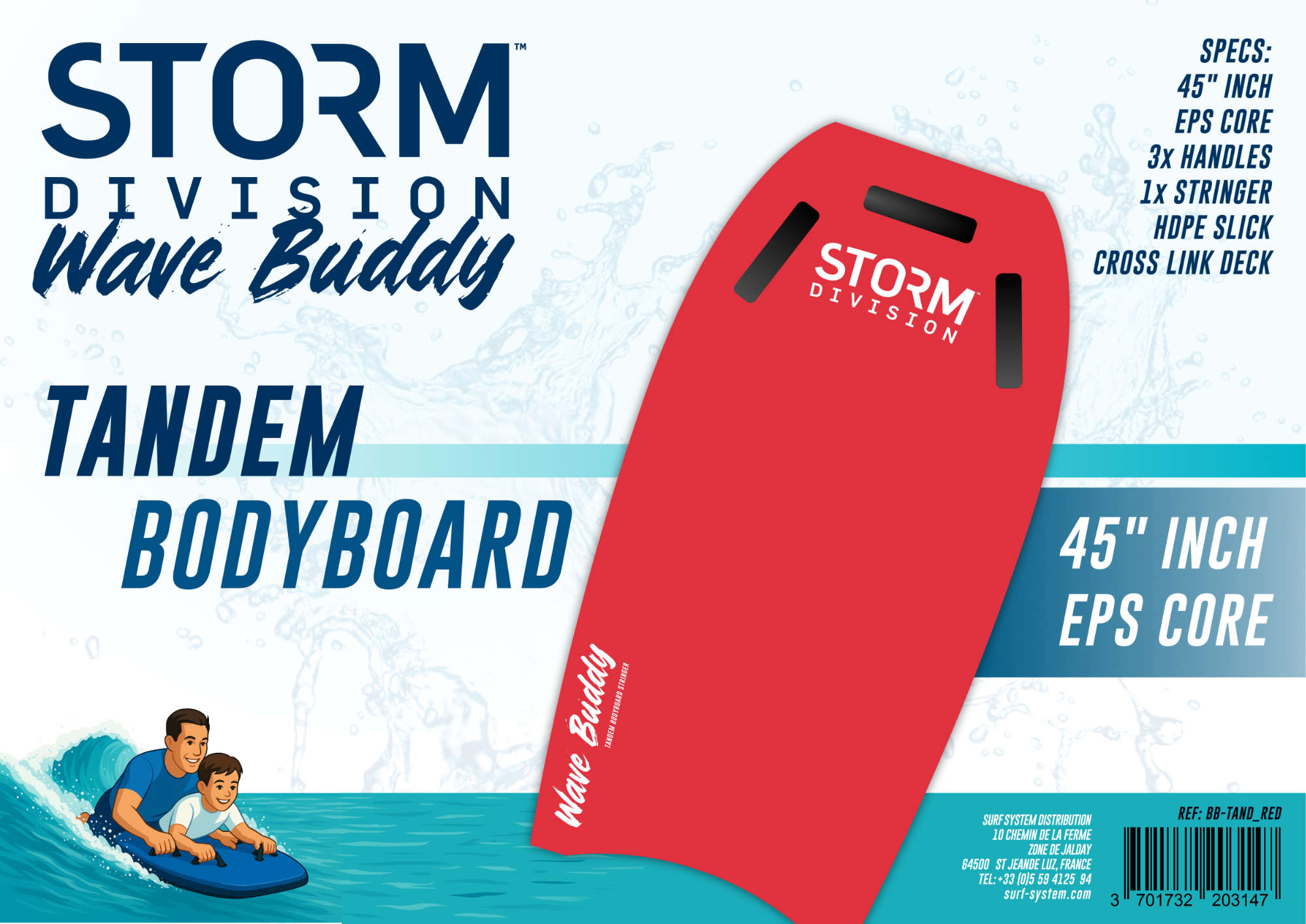 STORM - Bodyboard Tandem Wave Buddy - Red