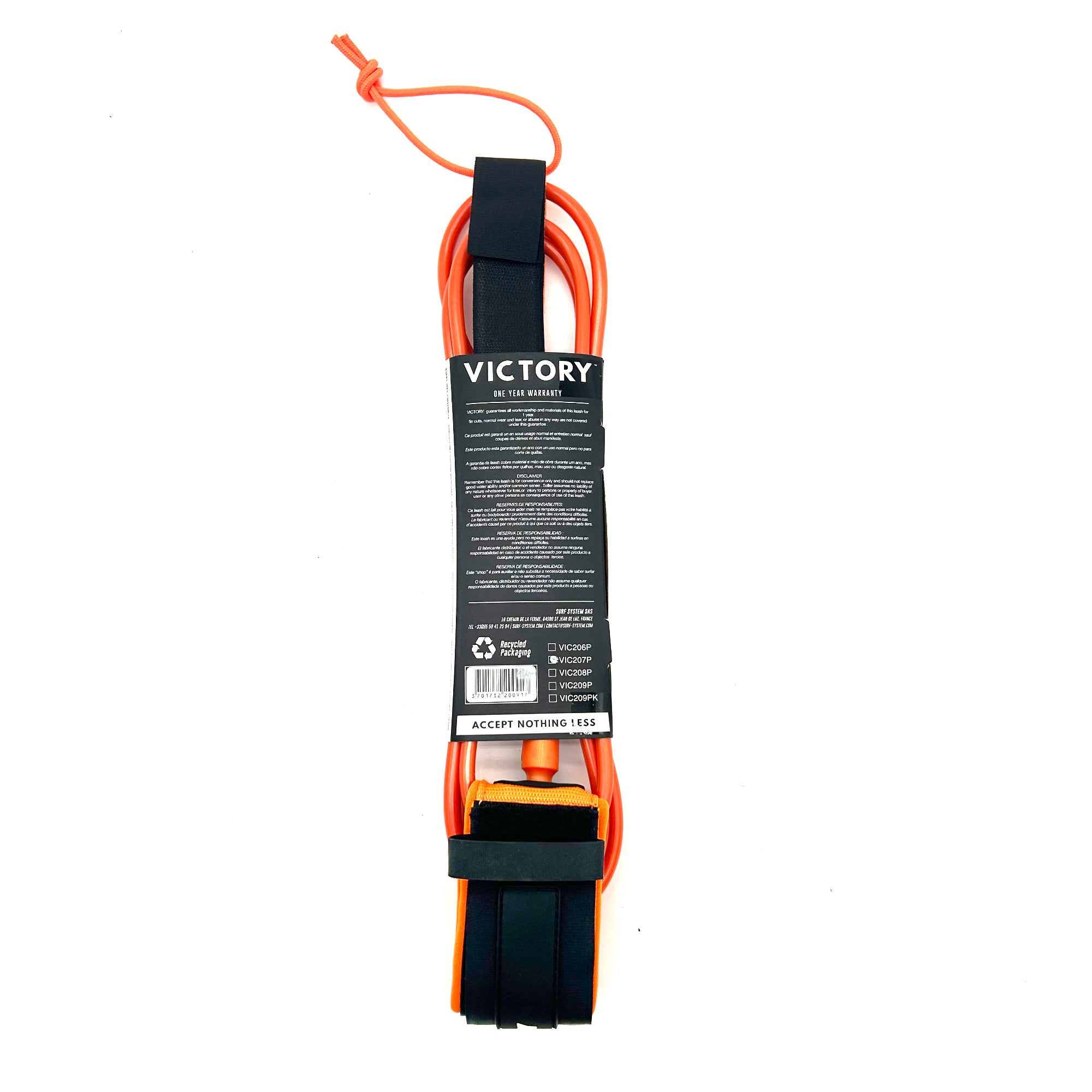 VICTORY - Surf Leash PRO 8' - Matte Orange