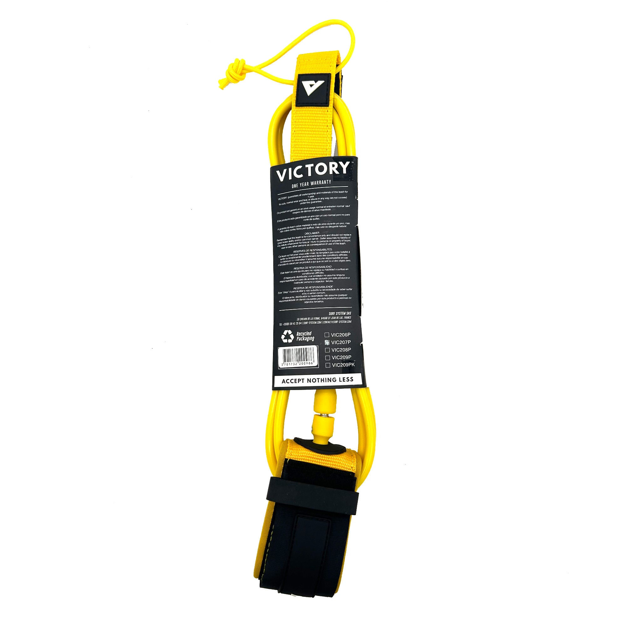 VICTORY - Surf Leash PRO 7' - Matte Yellow