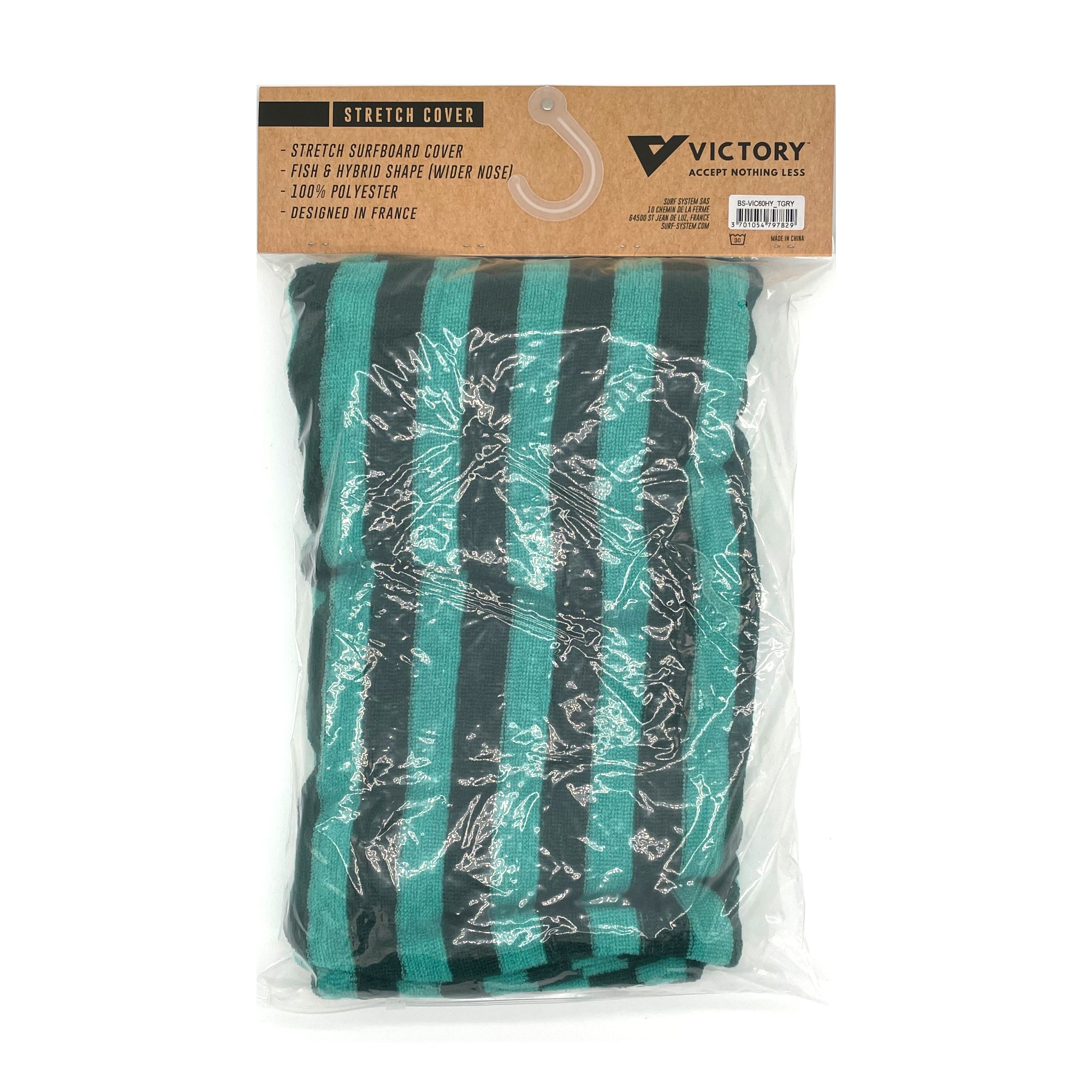 VICTORY - Surfboard stretch cover - Retro / Fish / Hybrid - 6'0 - Turquoise / Gray