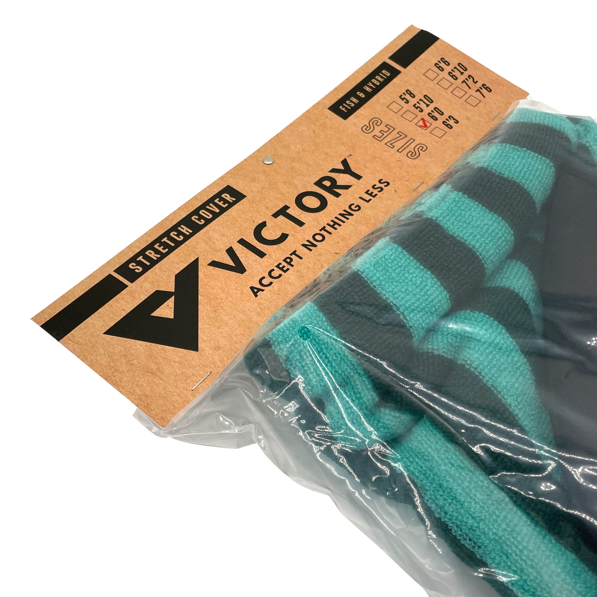 VICTORY - Surfboard stretch cover - Retro / Fish / Hybrid - 6'0 - Turquoise / Gray