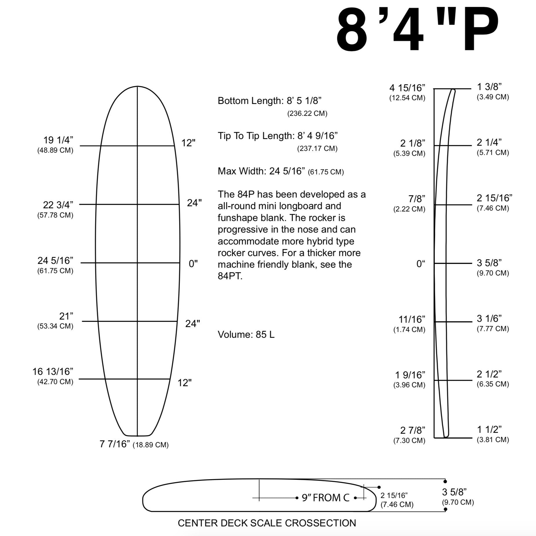 Barra de espuma MILLENNIUM - 8'4" P MoB YELLOW 3/16 Tilo - Rocker NATURAL