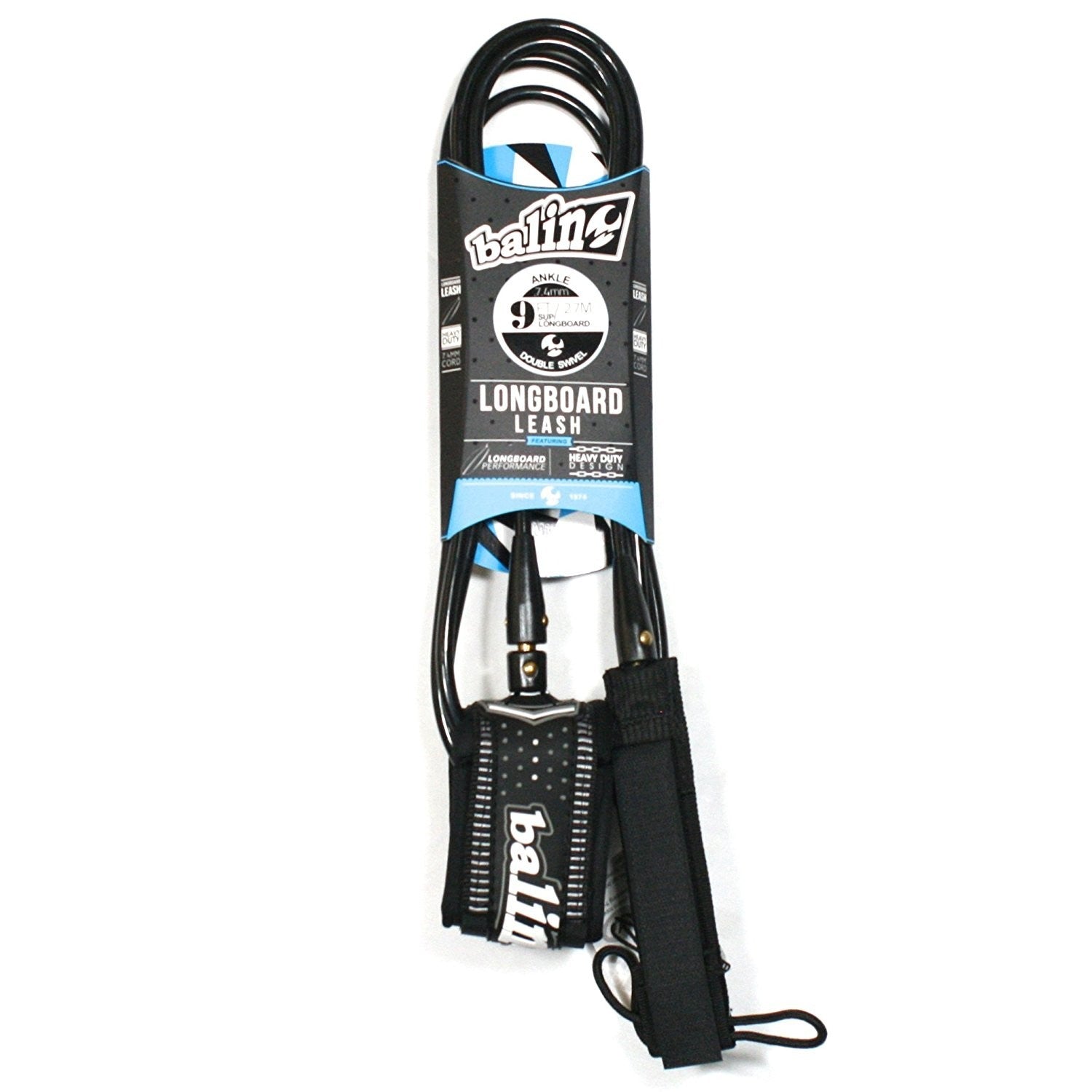 BALIN - Leash Longboard / SUP - Ankle (7.4mm) - Black