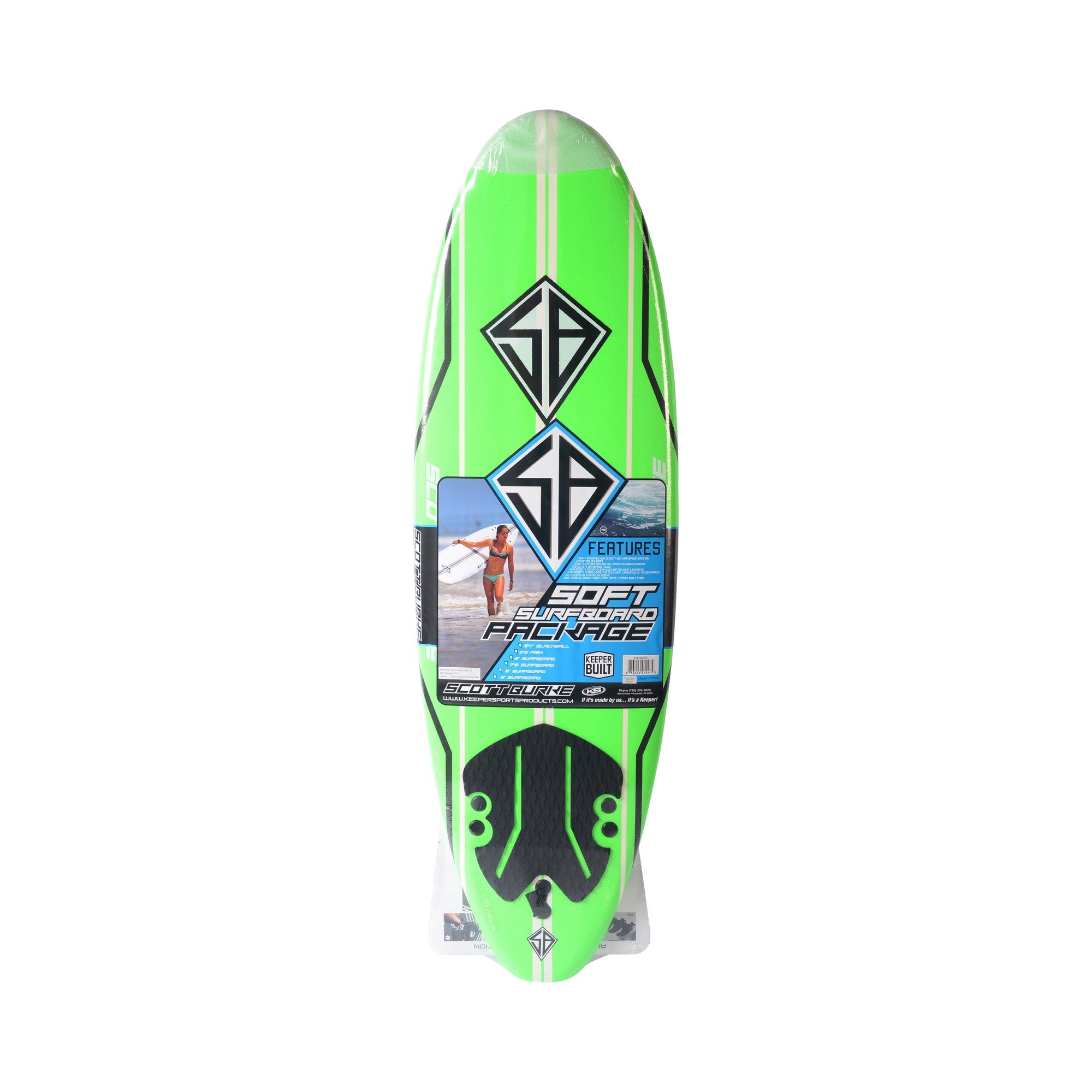 CBC - Planche de Surf en mousse - Softboard 6'0 Scott Burke - Neon Green