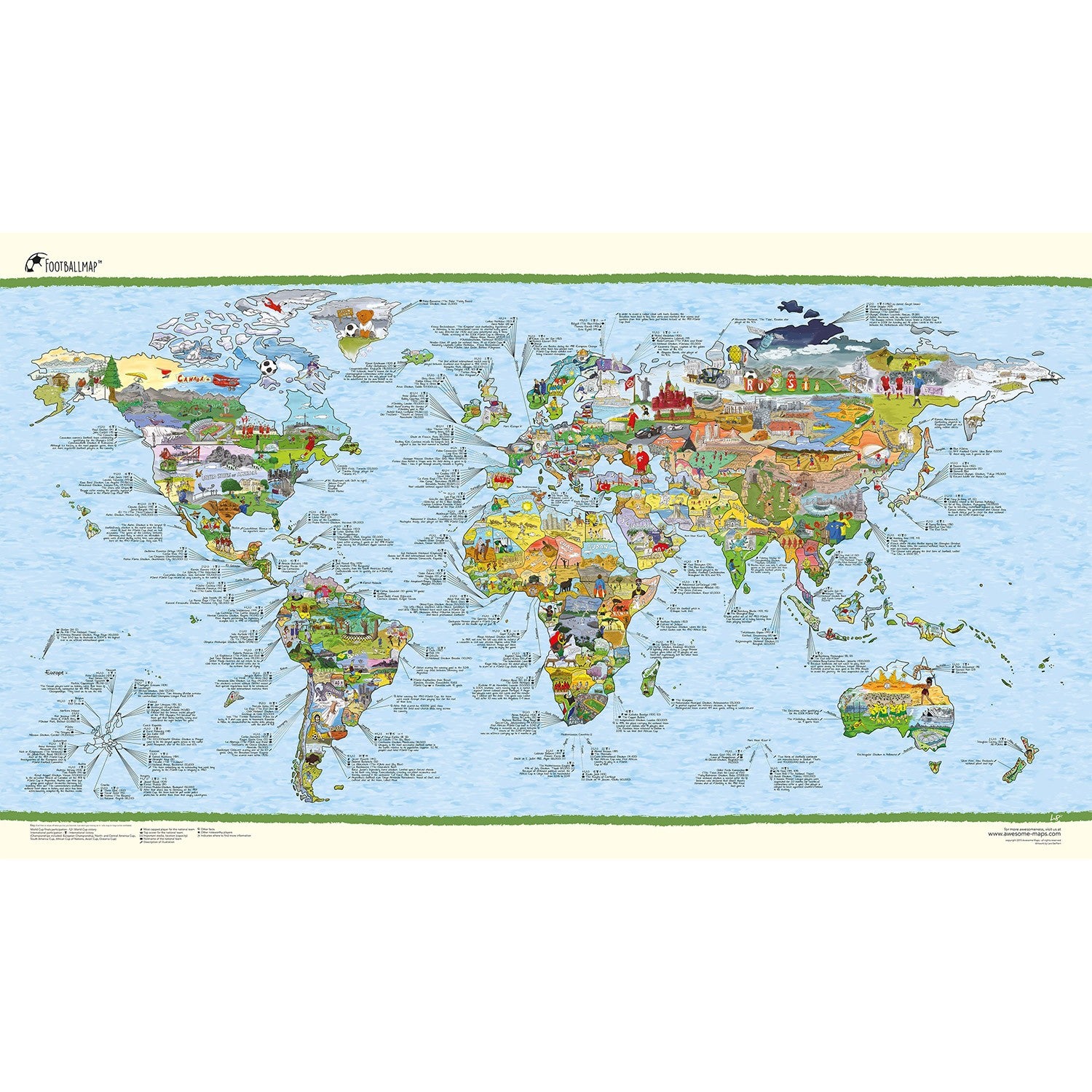 Awesome Maps - Poster Carte du Monde Football Map Re-writable