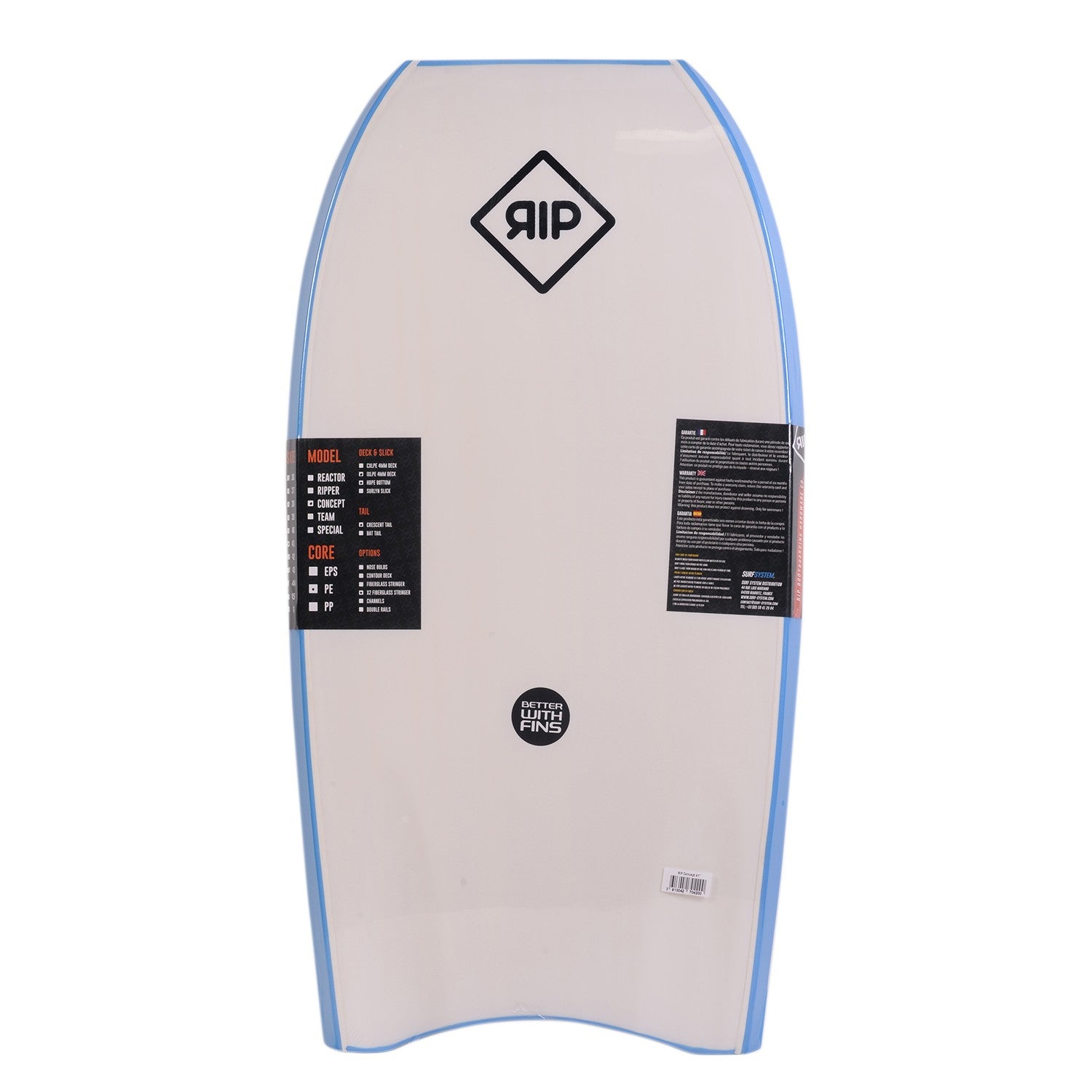 RIP Bodyboard - Concept (PE) Stringer - Blue / White
