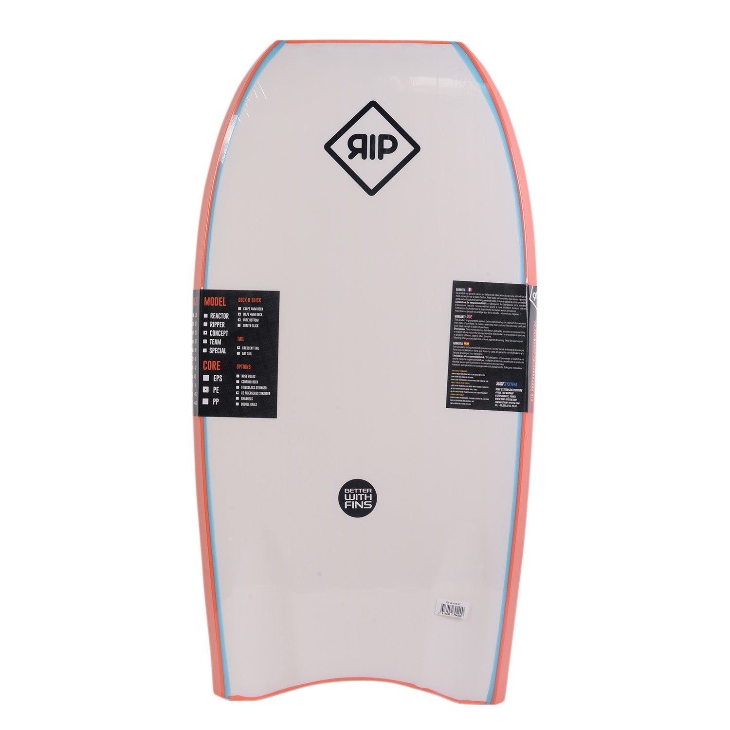RIP Bodyboard - Concept (PE) Stringer - Orange / White