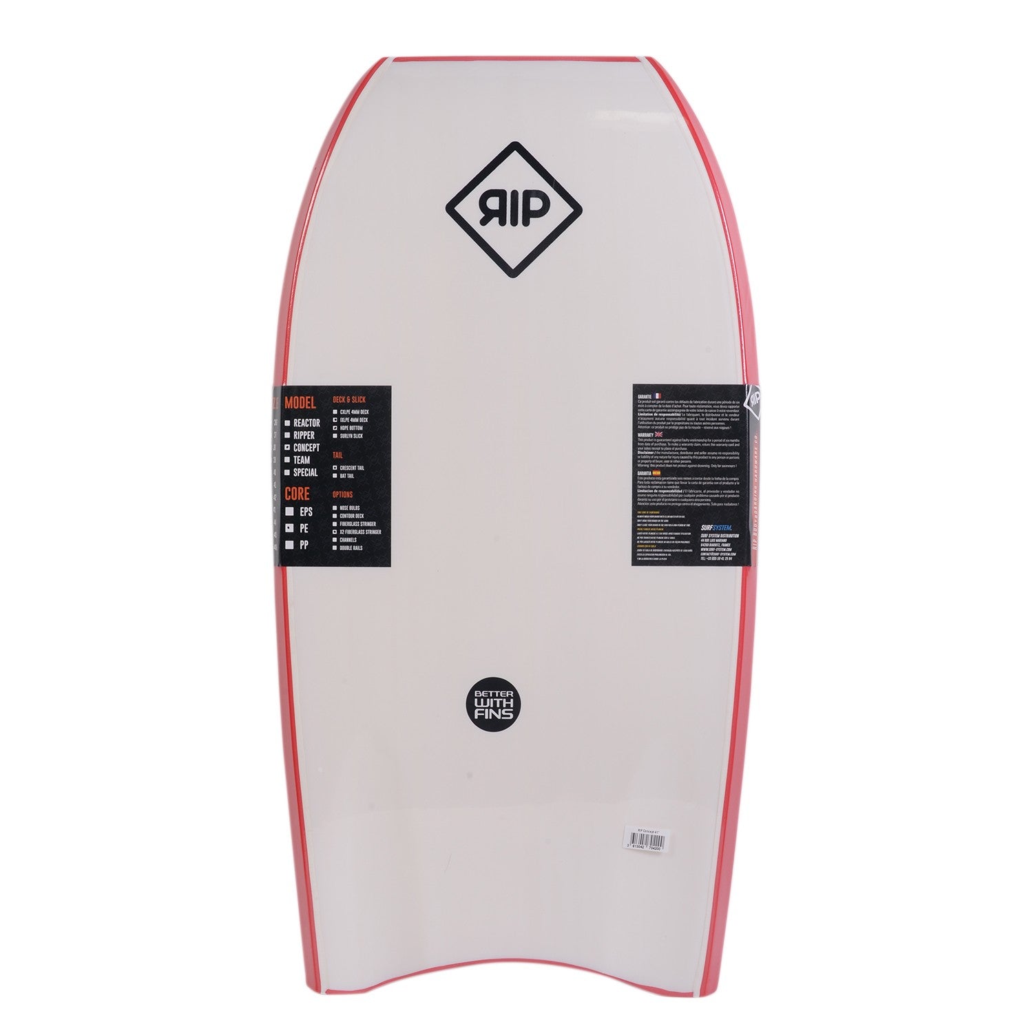 RIP Bodyboard - Concept (PE) Stringer - Red / White