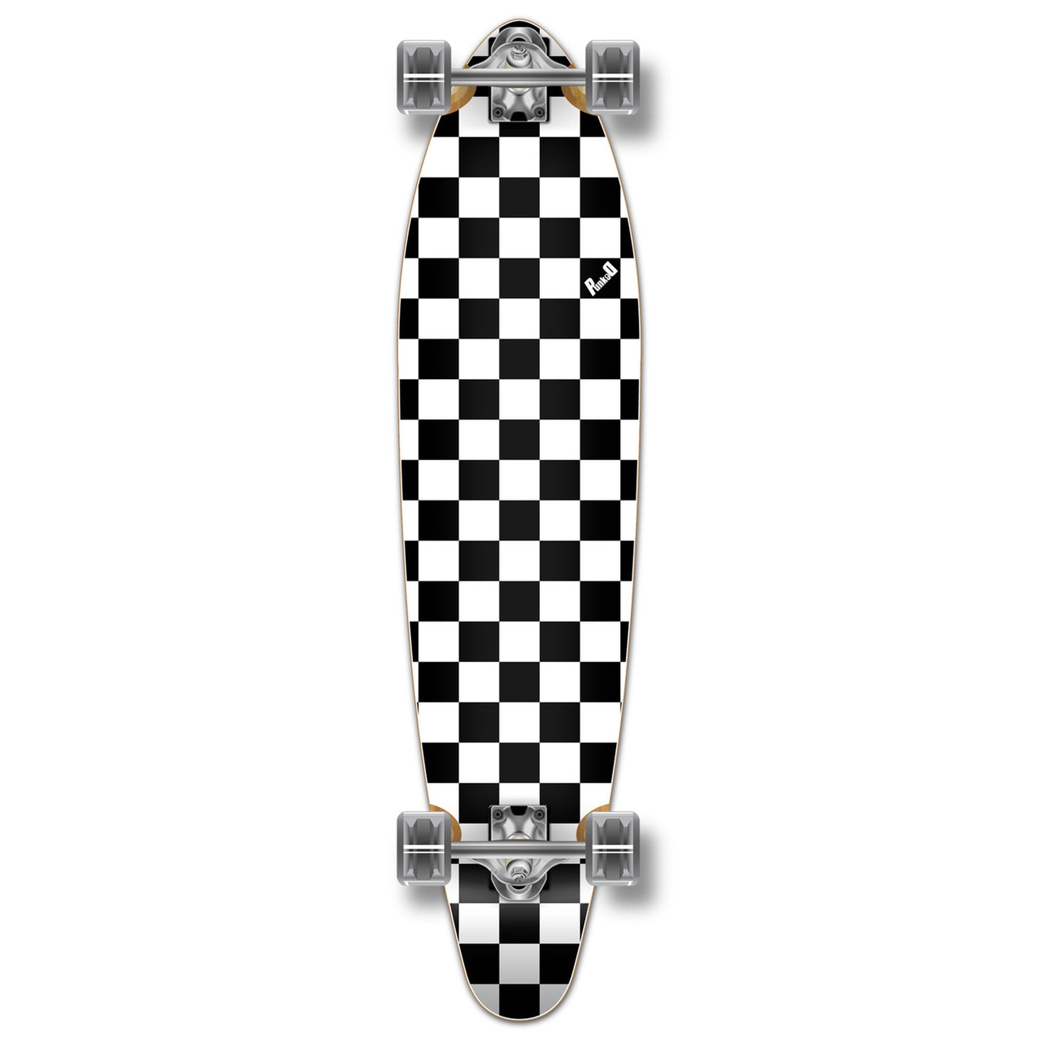 YOCAHER - Checker White Kicktail Longboard - Planche Complete