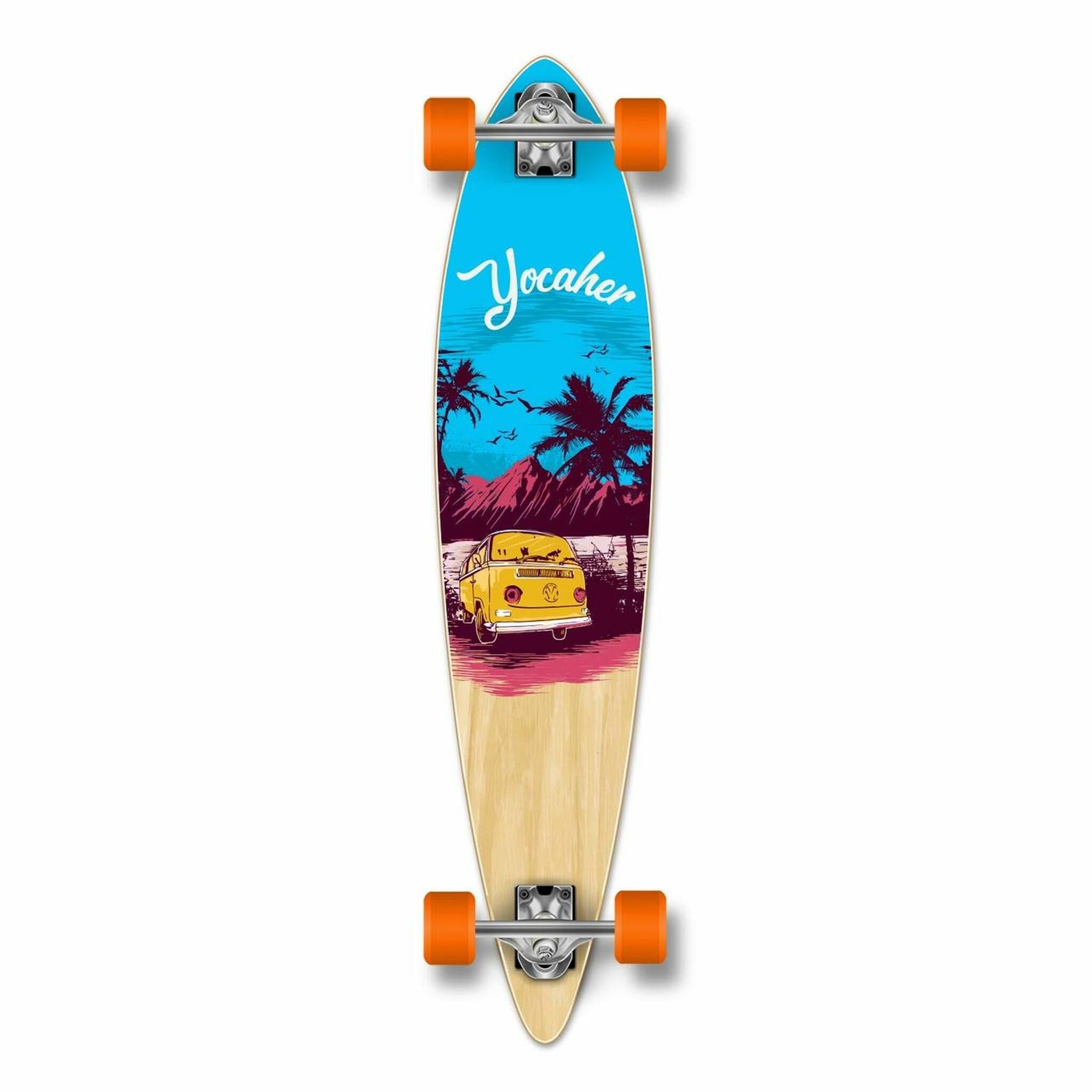 YOCAHER - VW Blue N' Red Pintail Longboard - Complete Board