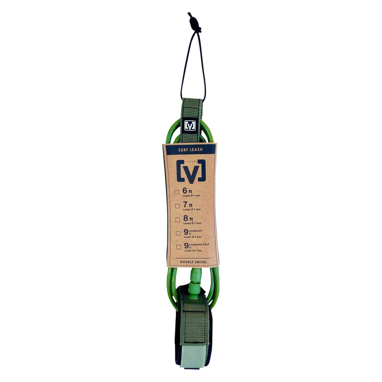 VICTORY - Longboard Leash Regular 9' - Mat Green