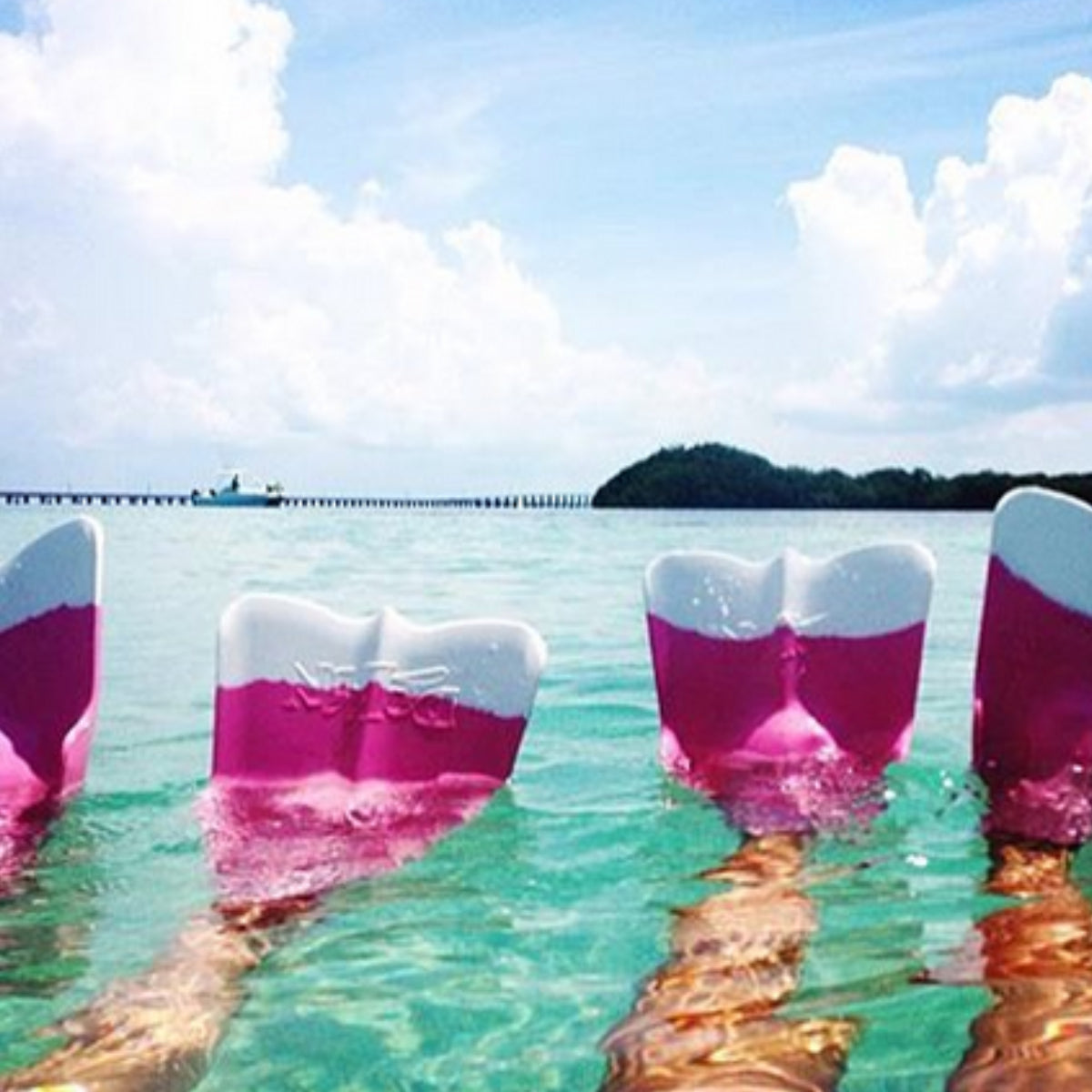 DA FIN - Palmes bodyboard et bodysurf - Pink / White