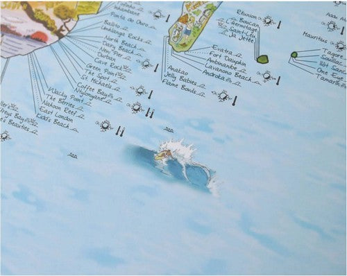 Awesome Maps - Poster Carte du Monde - Surf Trip Re-writable