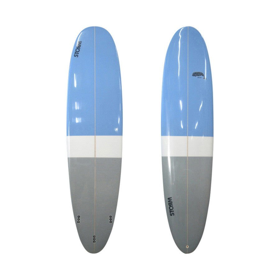 STORM Surfboard - Longboard - 7'4 - Beluga - Round tail - Blue / Grey