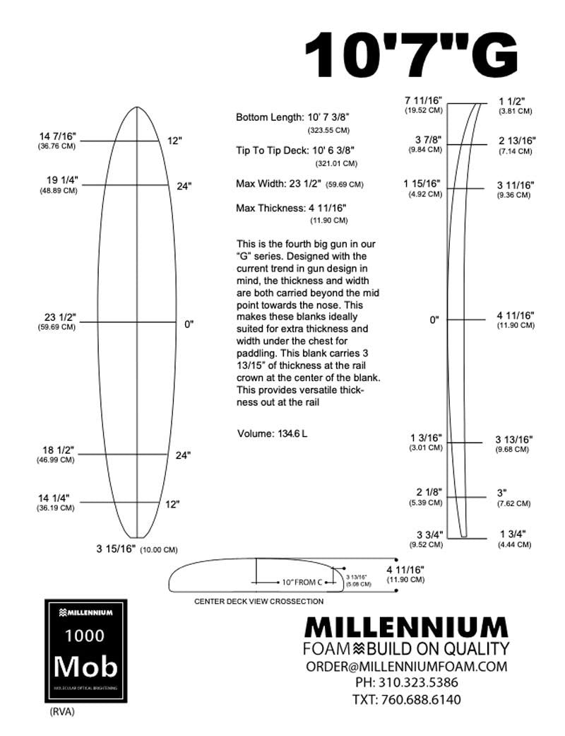 Barra de espuma MILLENNIUM - 10'7 BLUE T-BAND (1/4 CEDAR/ 3/16 BASS/ 1/4 CEDAR) NATURAL ROCKER