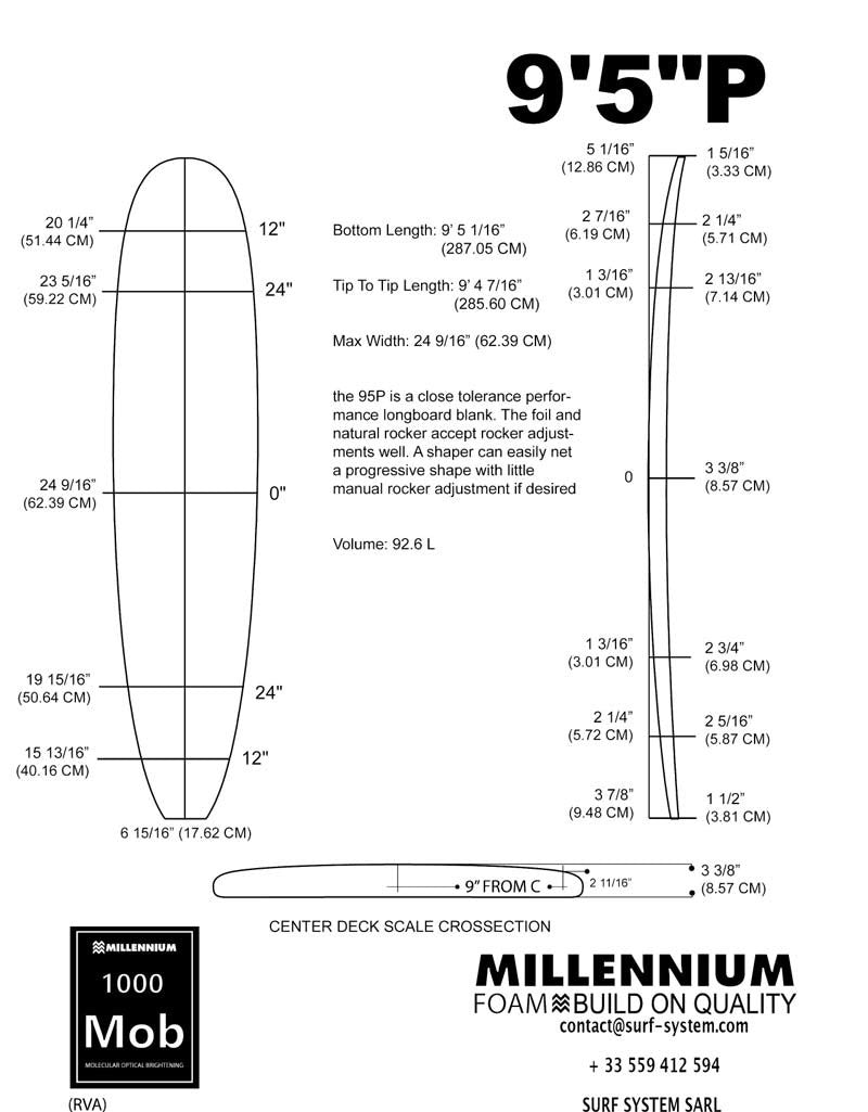 Barra de espuma MILLENNIUM - 9'5 - ESPUMA COLOR ROJA