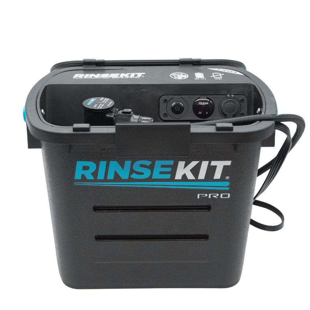 RINSEKIT PRO PACK - Ducha portátil independiente (con Batería) + Calefactor - Negro