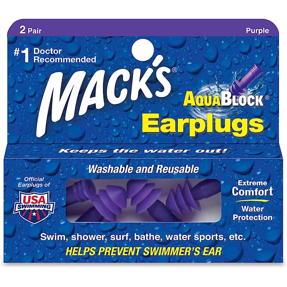 MACK'S EARPLUGS - Aqua Block - Purple - 2 Paires