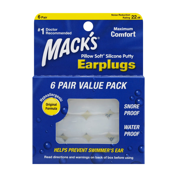 MACK'S EARPLUGS - Pillow Soft - Tapones para los oídos para adultos - 6 pares