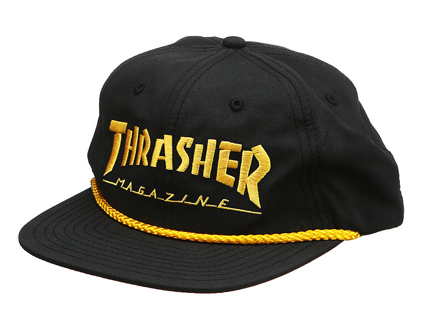 THRASHER Logo Cap Rope Snapback- Black