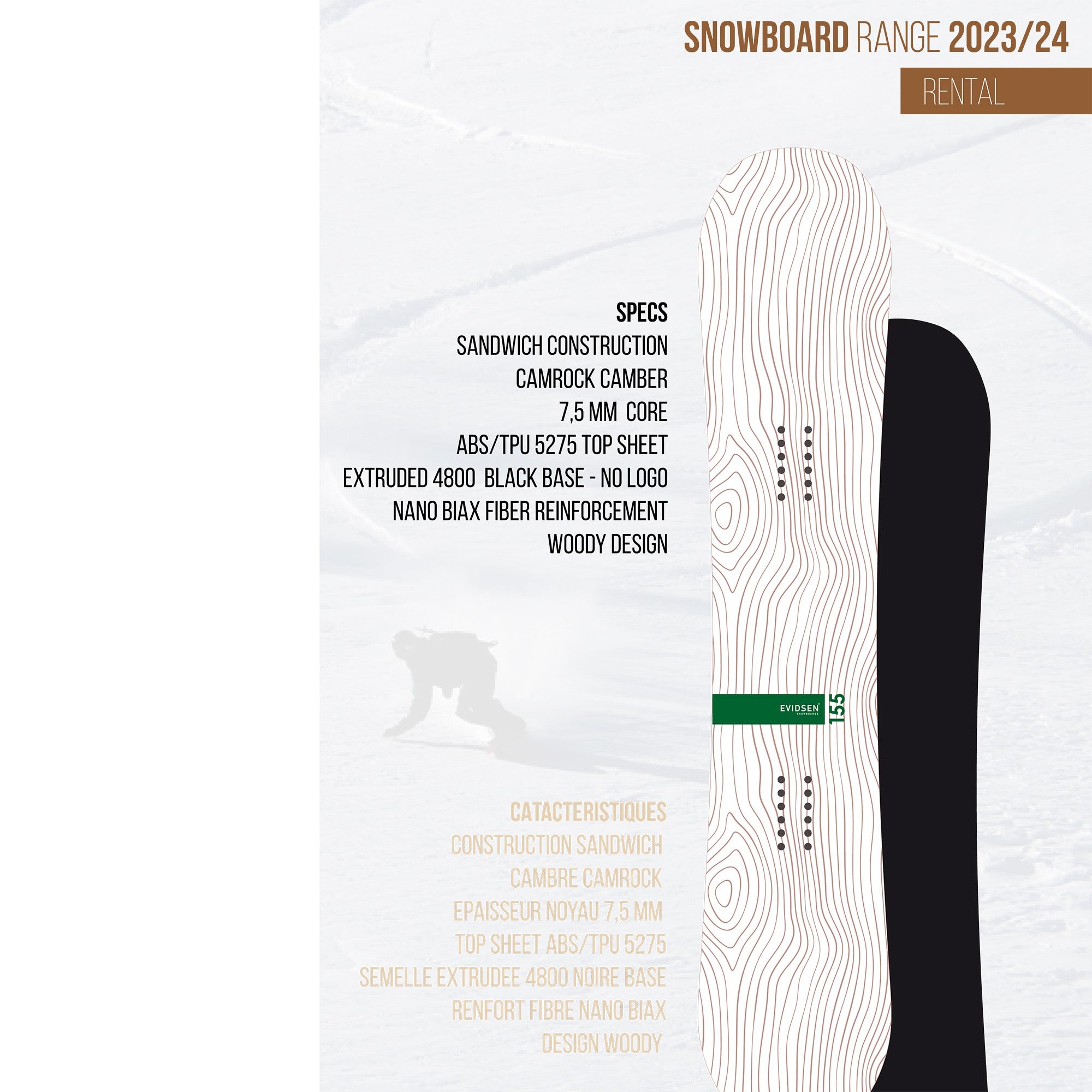 EVIDSEN SNOWBOARDS - Planche de Snowboard 157 WIDE