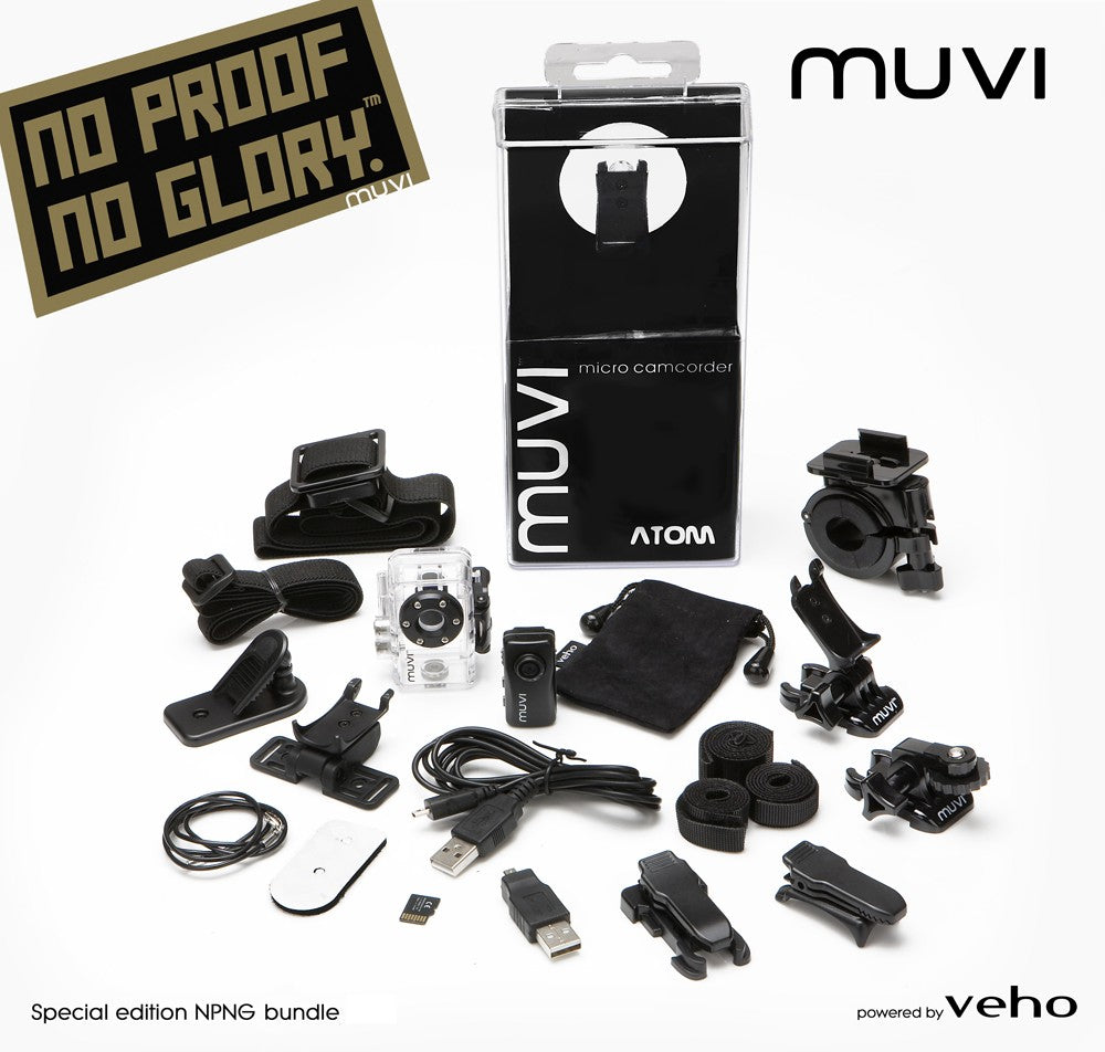 Kit Caméra VEHO Muvi Atom “No Proof No Glory” Handsfree Camcorder
