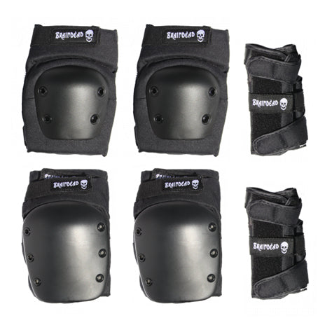 Protections BRAINDEAD pour Skateboard (pack complet 6 pièces)