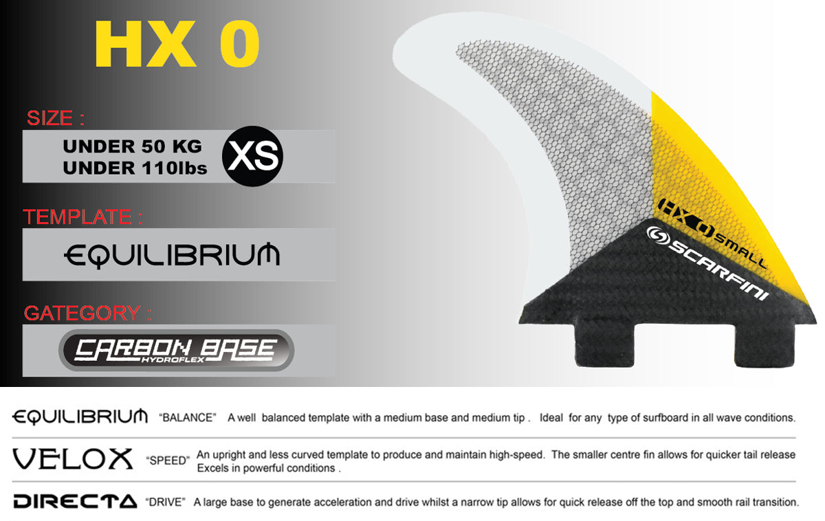 Juego de 3 quillas SCARFINI HX0 Carbono (talla XS) (FCS)