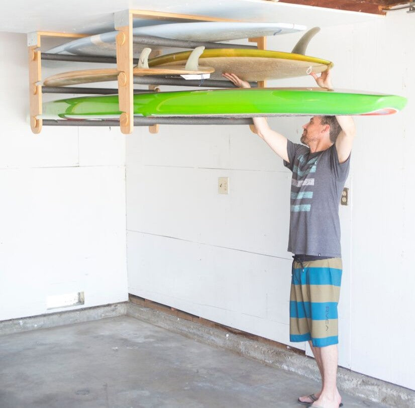 CORSURF modular ceiling support - Roll Rack Wood Shortboards, Longboards, SUP