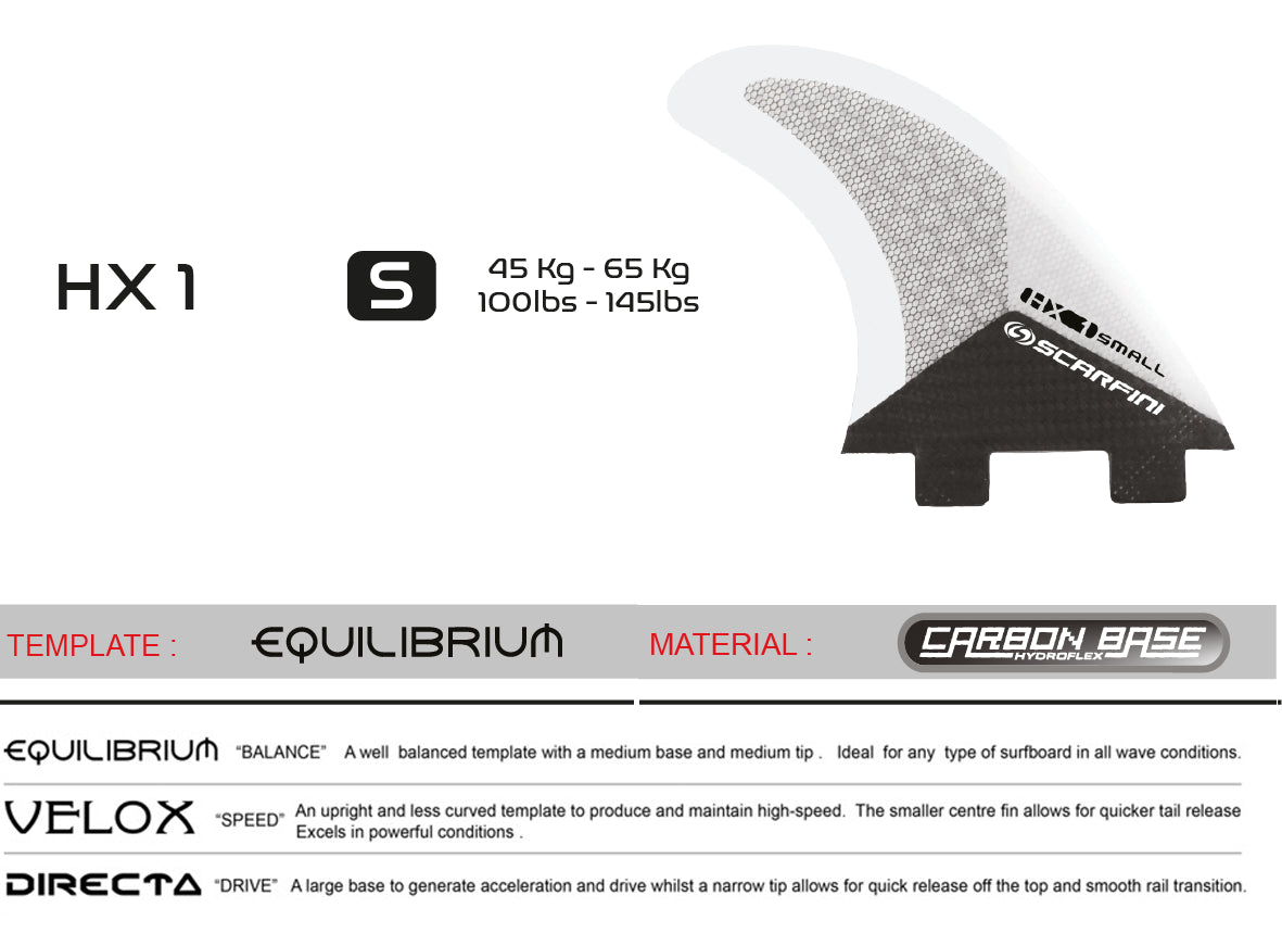 Set of 3 SCARFINI HX1 Carbon fins (size S) (FCS)