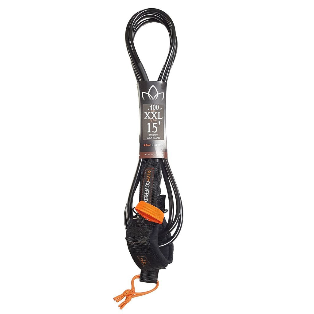 STAY COVERED - XXL Big Wave Leash with Quick Release (10mm) - Black