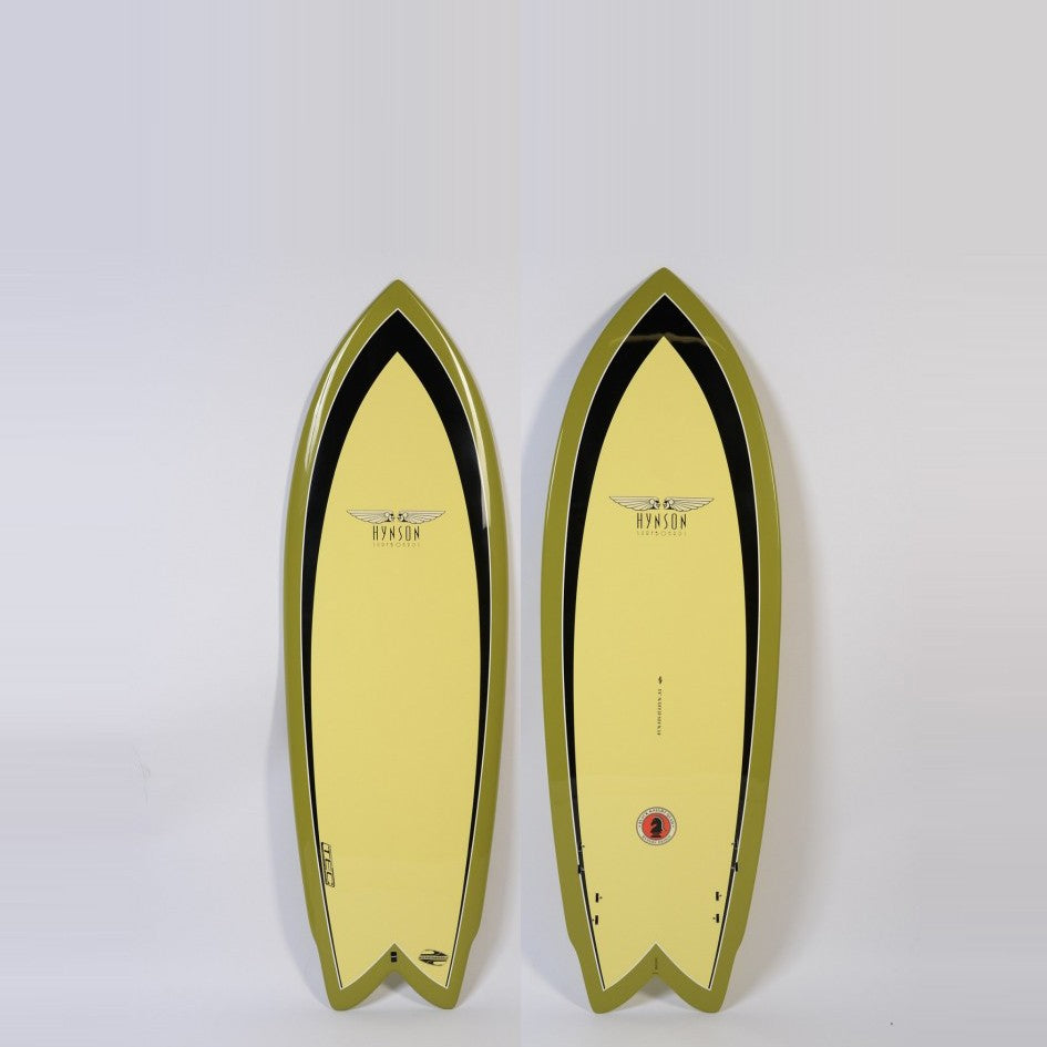 BOARDWORKS - Planche de Surf Hynson Black Knight Quad yellow / green (epoxy)