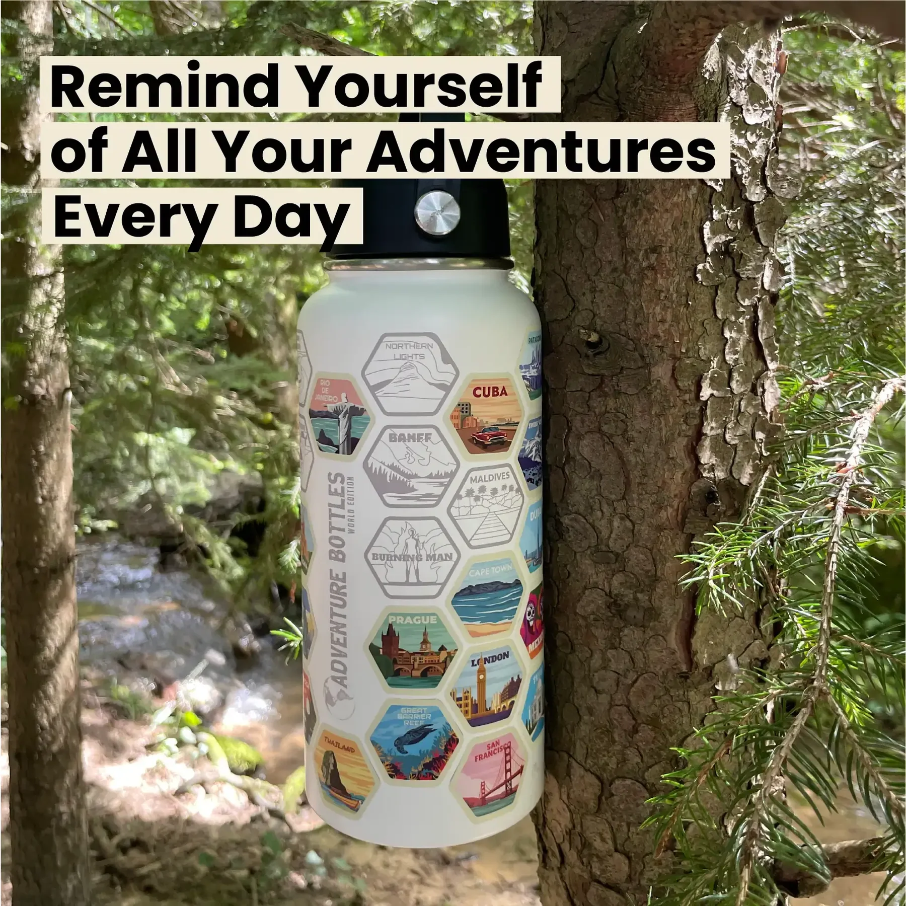 AWESOME MAPS - Adventure Bottle &amp; Stickers - 1 Liter
