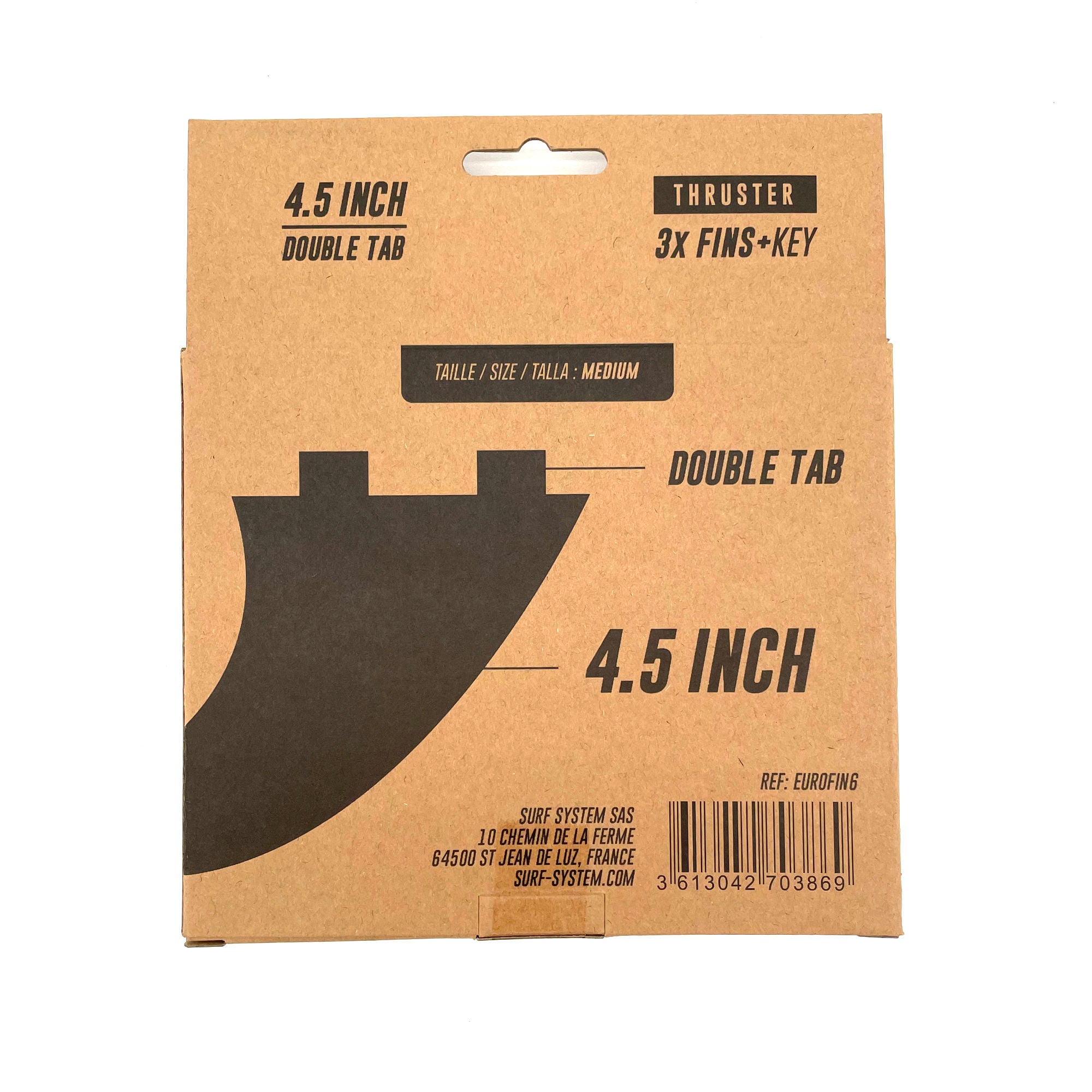 SURF SYSTEM - Set of 3 fins with Key - Thruster - FCS Compatible - Black