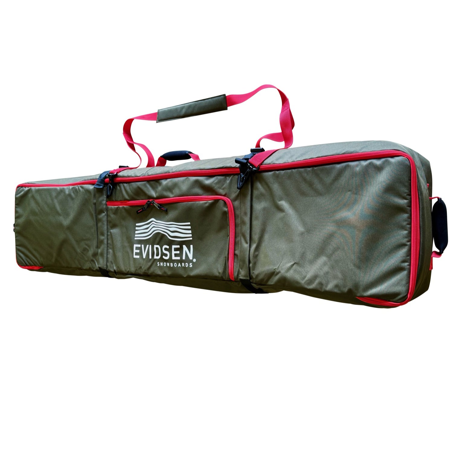 EVIDSEN - TROMSØ Travel Snowboard Bag Wheeled - Khaki / Red LTD