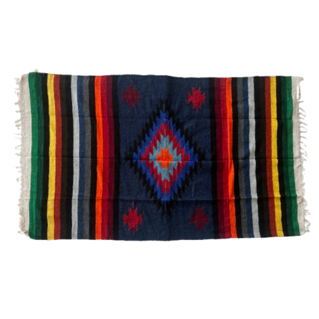 Woodstockshop - Mexican Patterned Blanket - Navy Blue