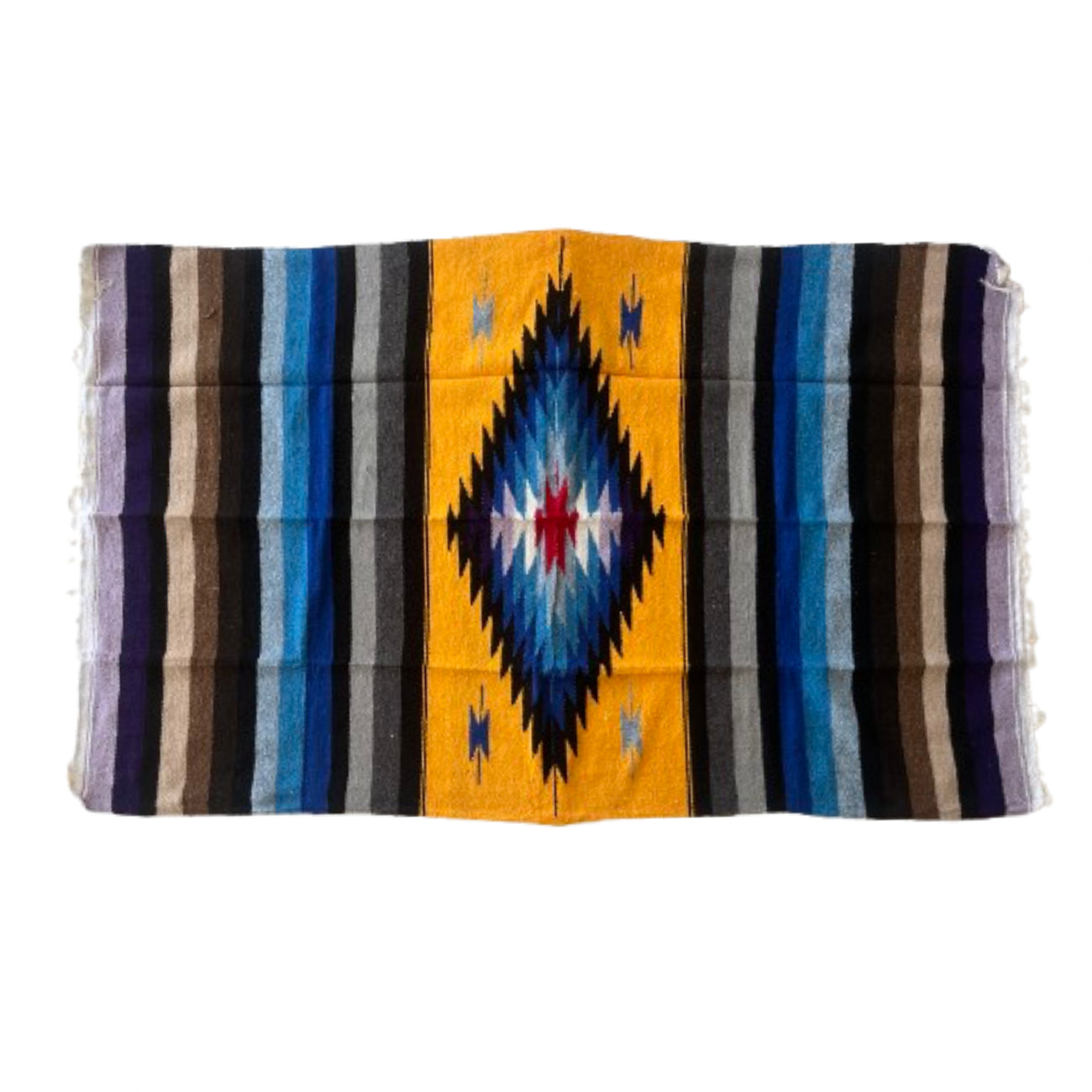 Woodstockshop - Mexican Patterned Blanket - Yellow/Blue