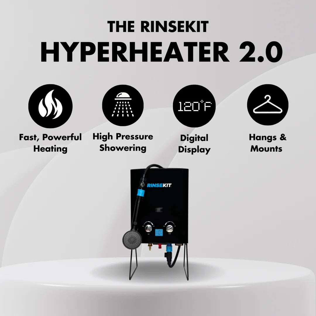 RINSEKIT PRO PACK 2.0 - Douche portable autonome (avec Batterie) + Hyper Heater 2.0