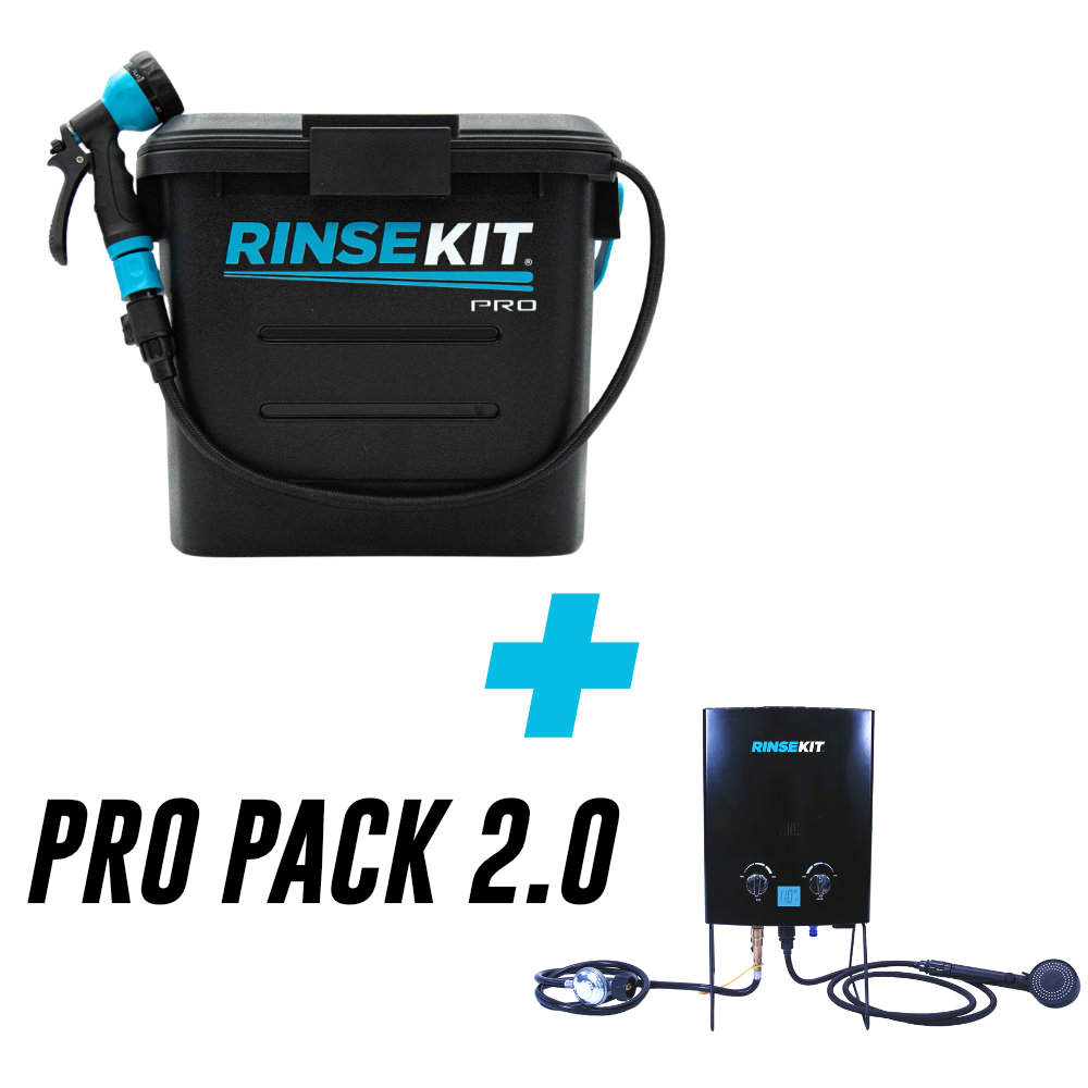RINSEKIT PRO PACK 2.0 - Douche portable autonome (avec Batterie) + Hyper Heater 2.0