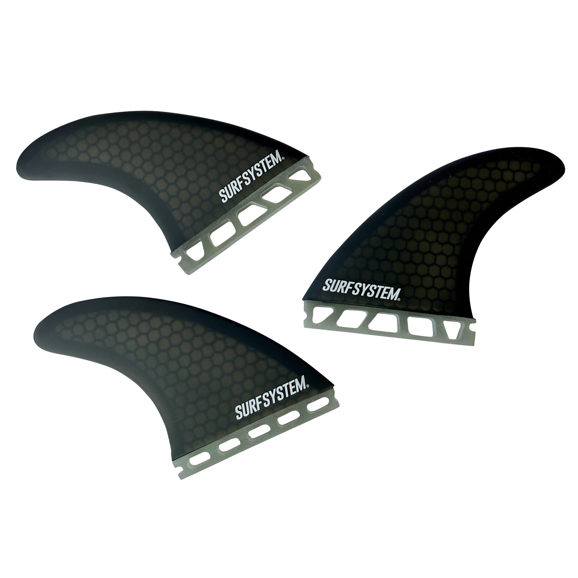 SURF SYSTEM - 3 fins Fiberglass Honeycomb compatibles Futures - Taille M - Smoke