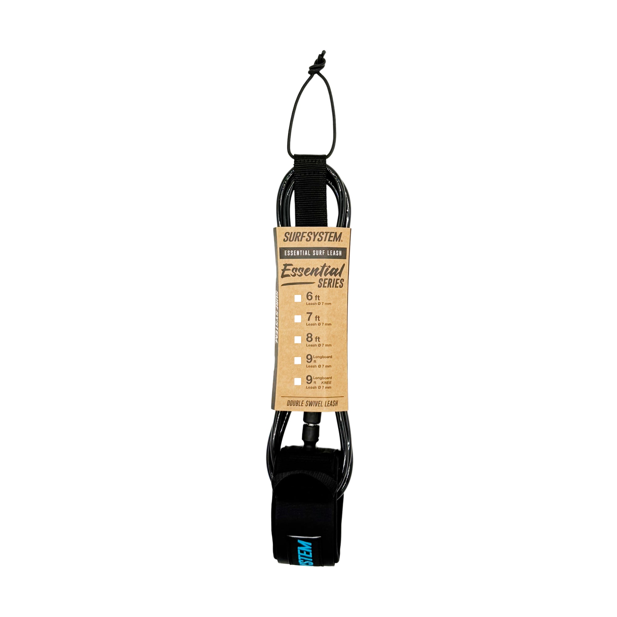 SURF SYSTEM - Surf Leash Essential Series 6' - Black